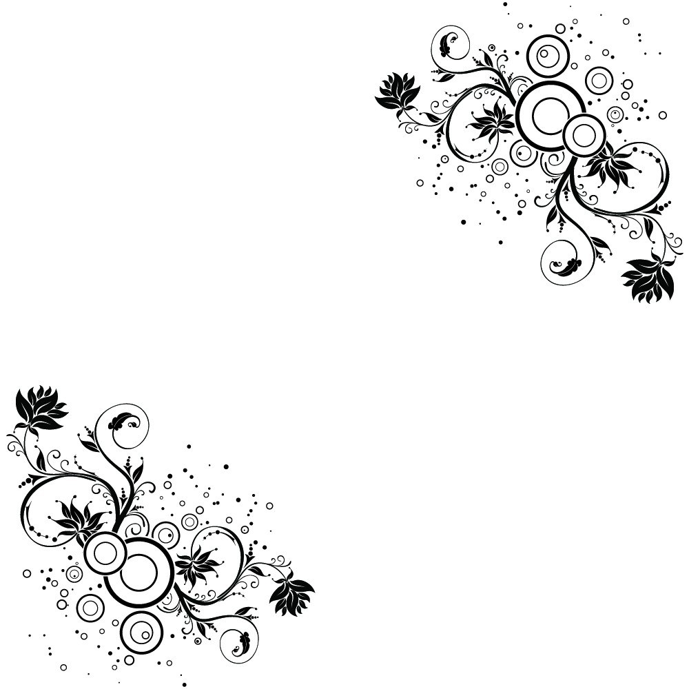 black and white floral corner design