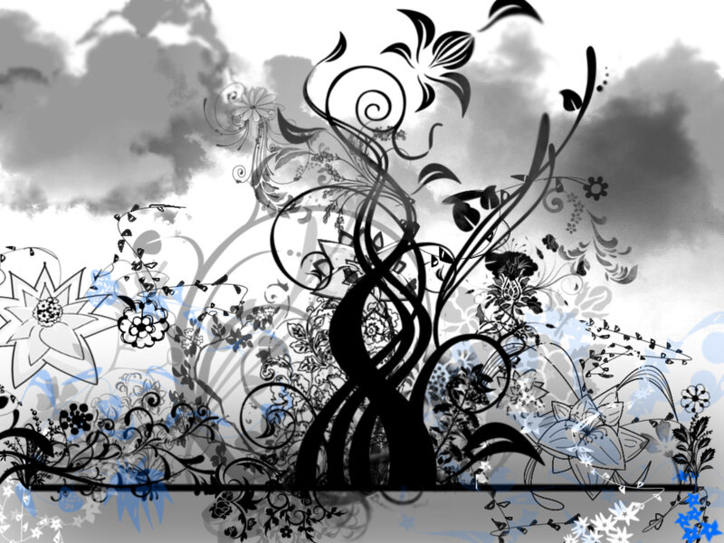 black and white floral design