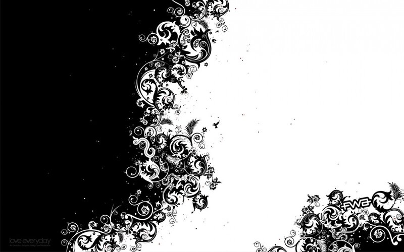 black and white floral design