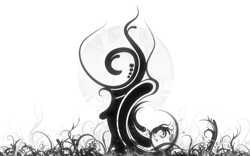 Black and White Floral Design — Abstract