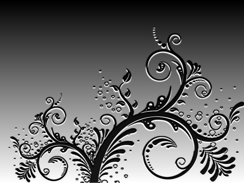 Black and White Floral Design — Elegant, Vector Art