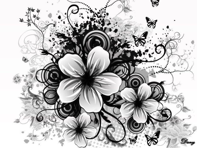 Black and White Floral Design — Ornate