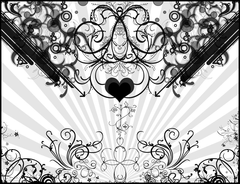 Black and White Floral Design — Ornate, Vector Art