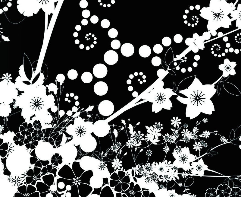 black and white floral pattern