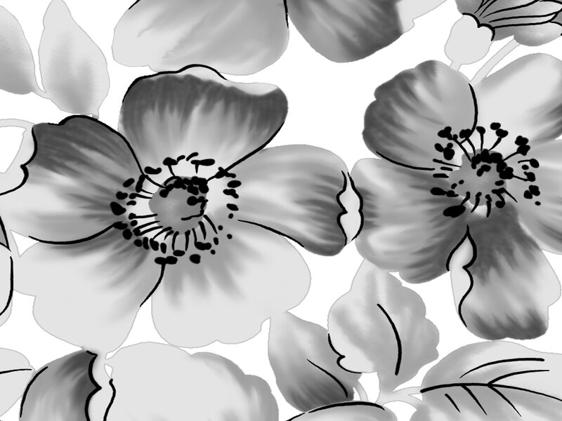 Black and White Floral Pattern — Calm