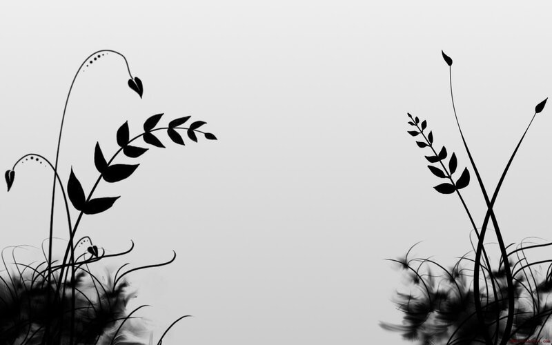 black and white floral silhouettes