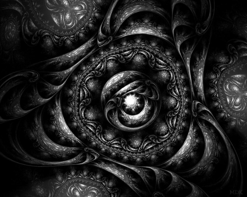 Black and White Fractal Pattern — Dark