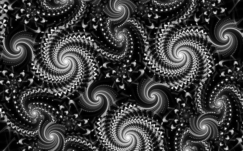 Black and White Fractal Spirals — Hypnotic
