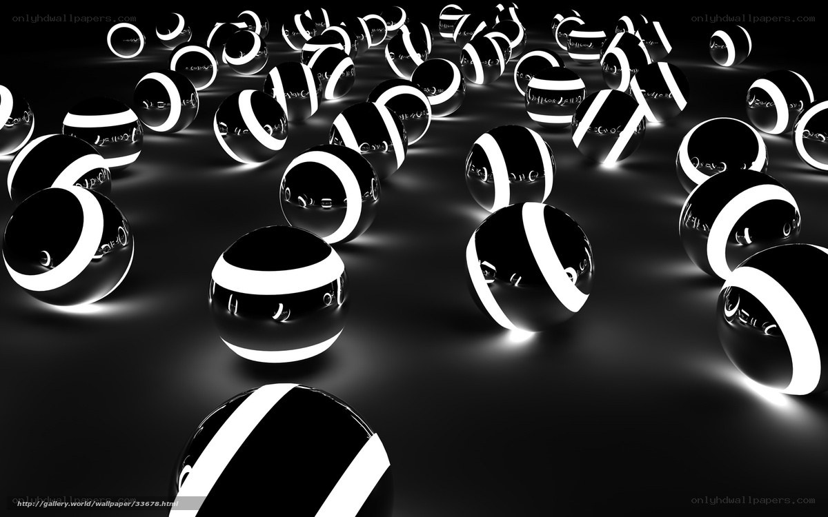 Black and white glowing spheres