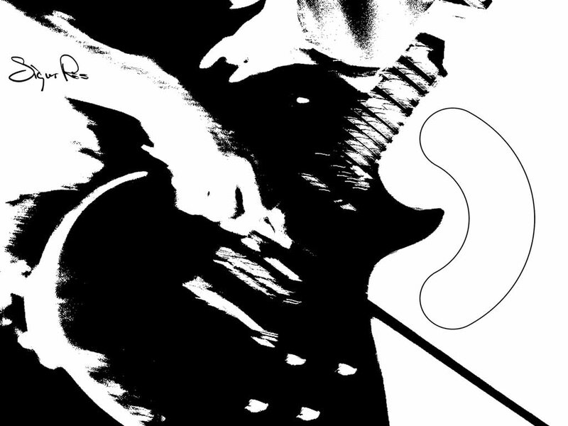 Black and white guitar art
