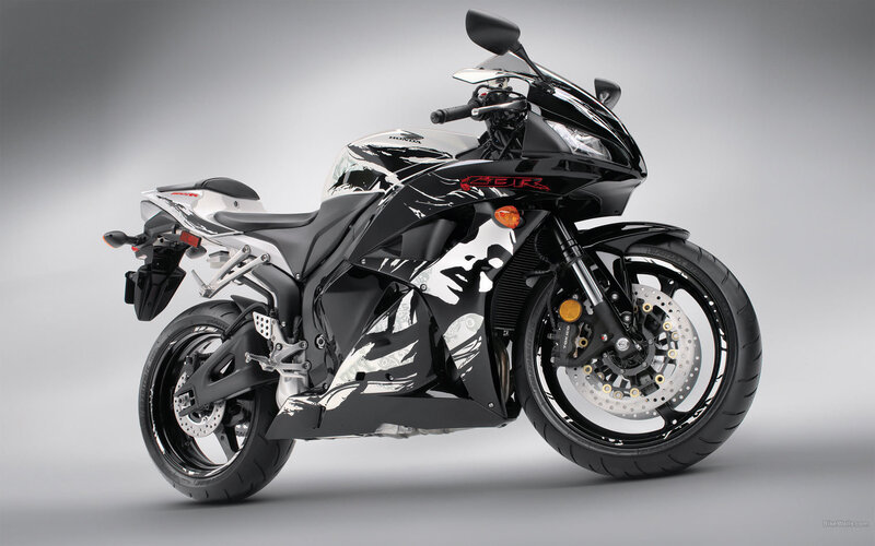 Black and white Honda CBR motorcycle