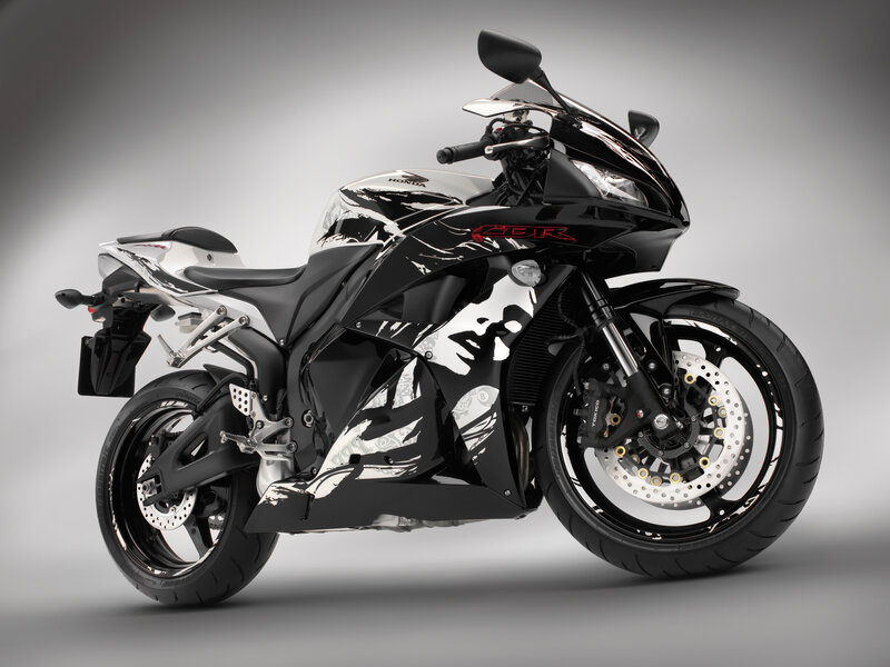 Black and white Honda CBR motorcycle