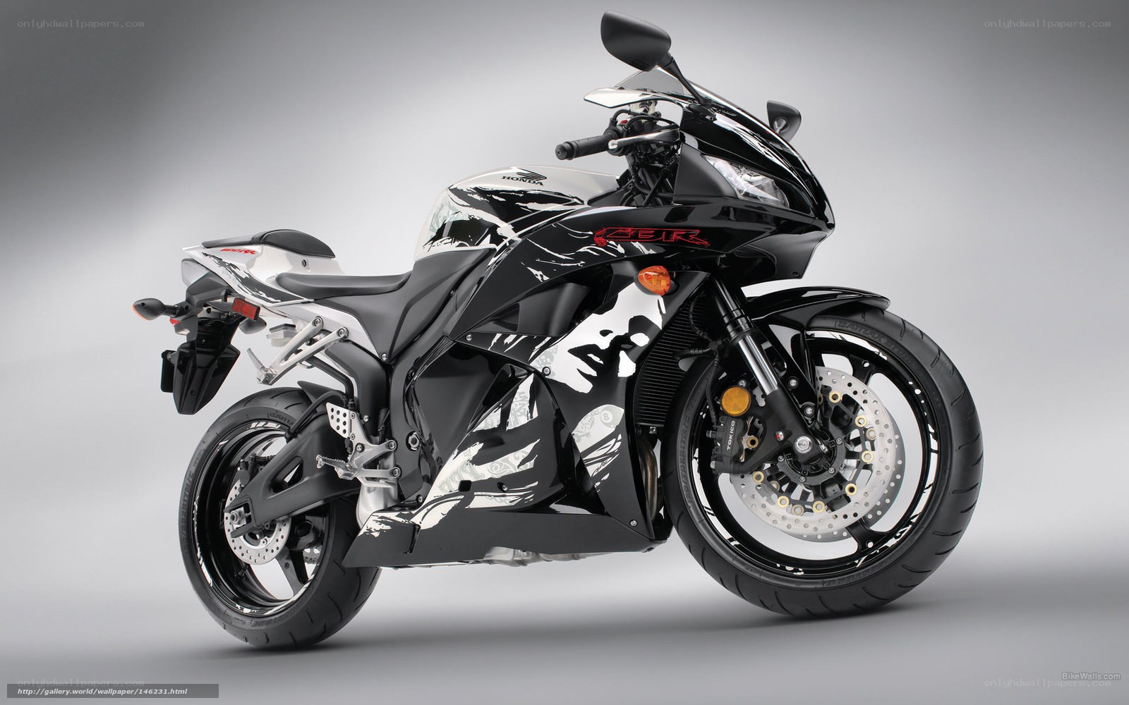 Black and white Honda CBR motorcycle