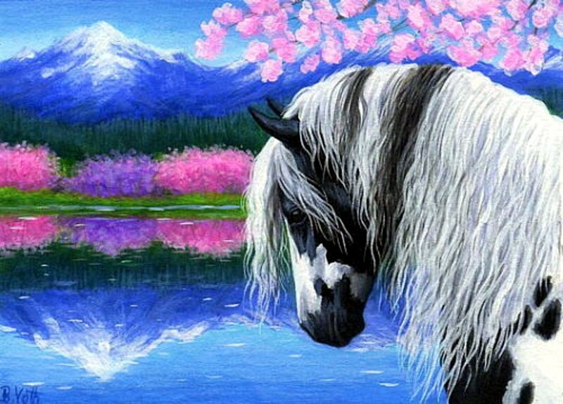 Black and White Horse — Blue, Serene