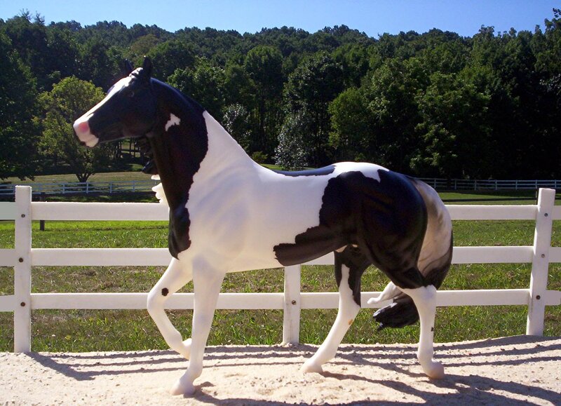 black and white horse figurine