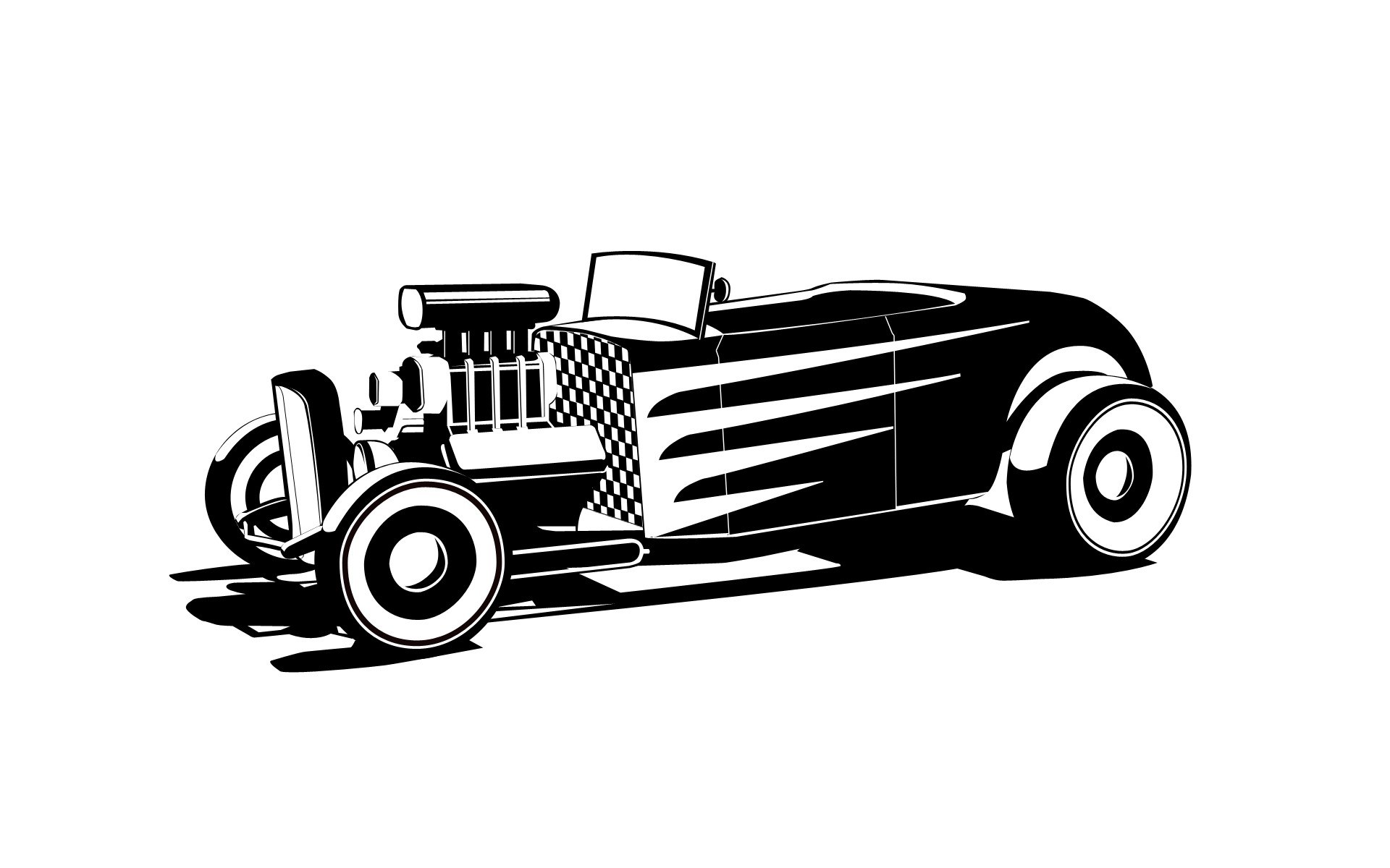 black and white hot rod car