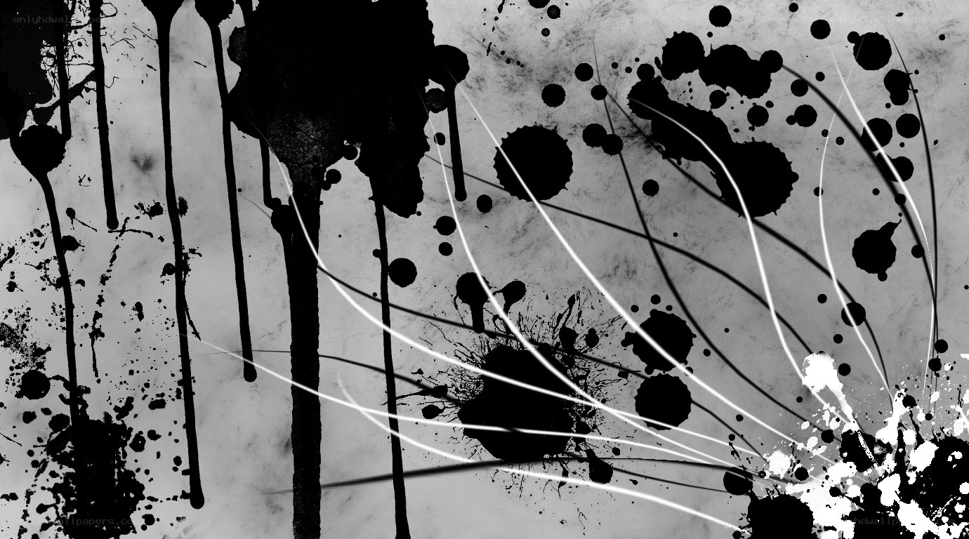 black and white ink splatter