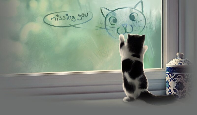 Black and White Kitten — Melancholic, Digital Art