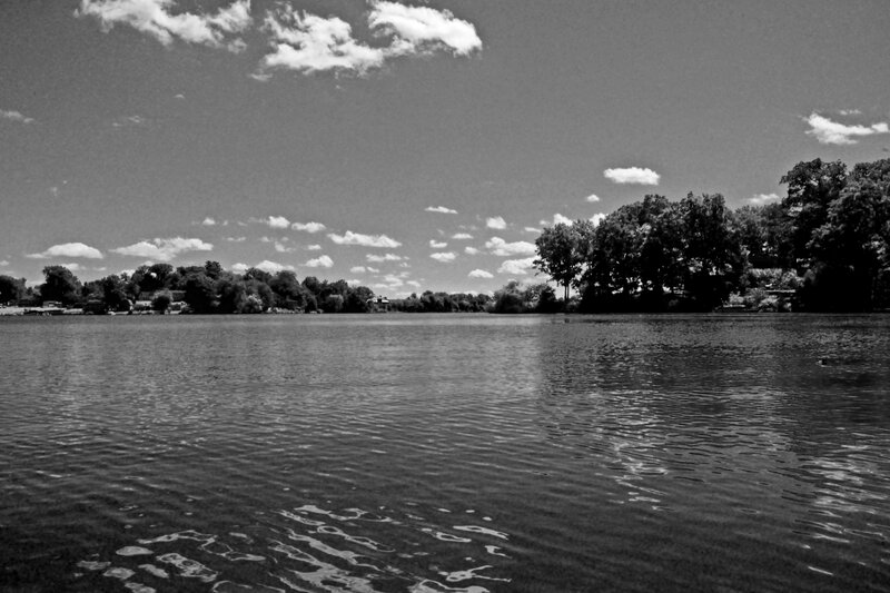 Black and White Lake Scene — Serene
