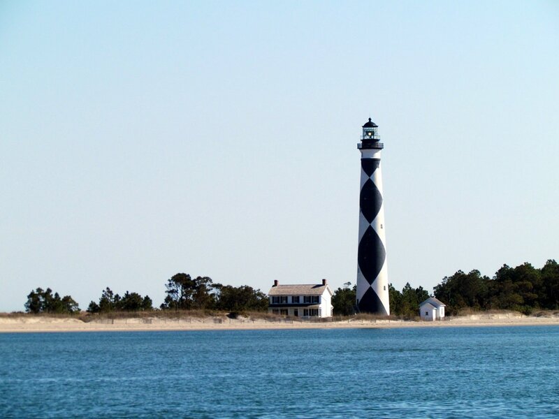 Black-and-white Lighthouse — Blue, Serene