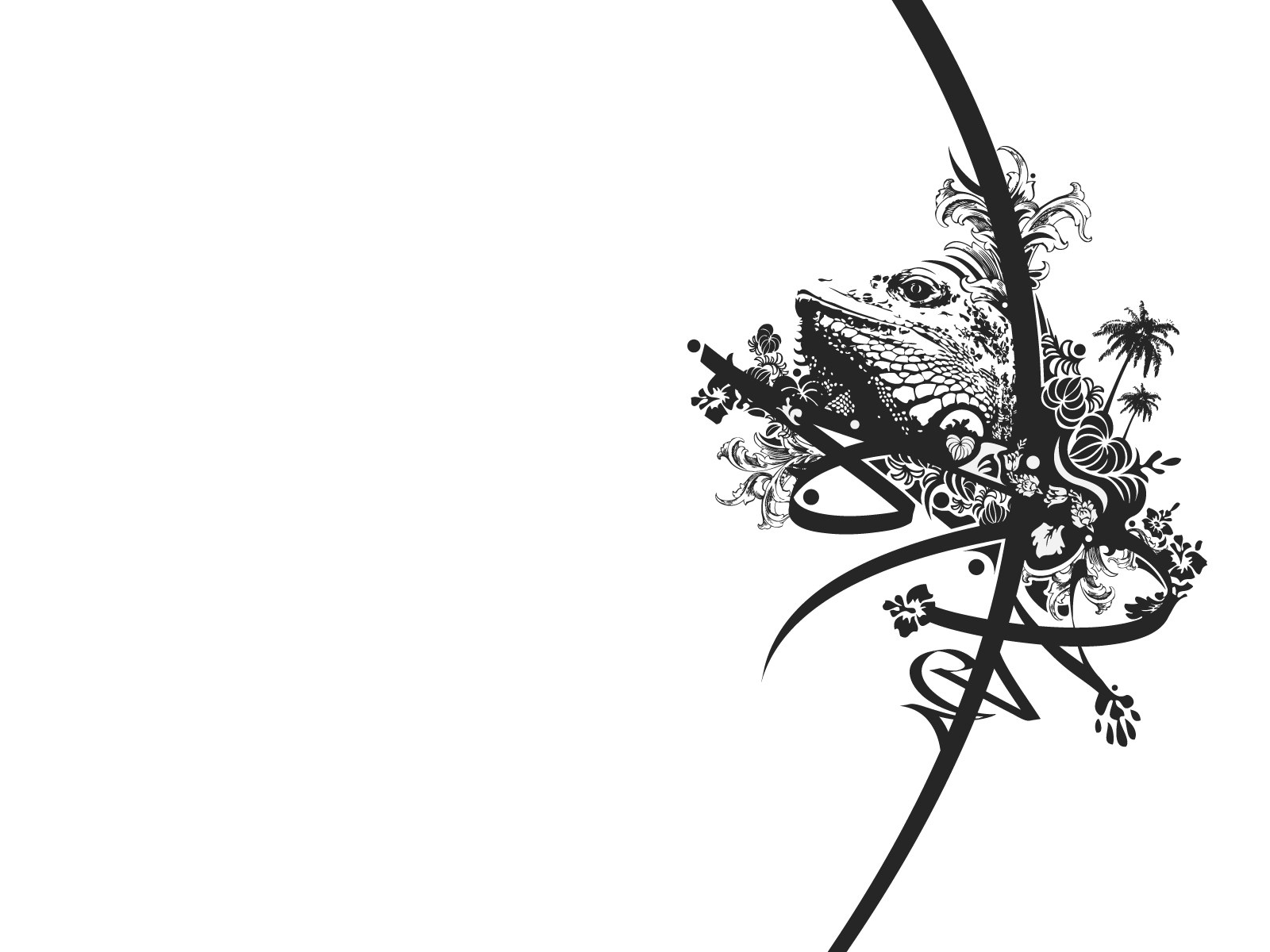 black and white lizard illustration