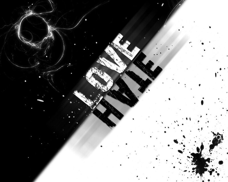 black and white love text art