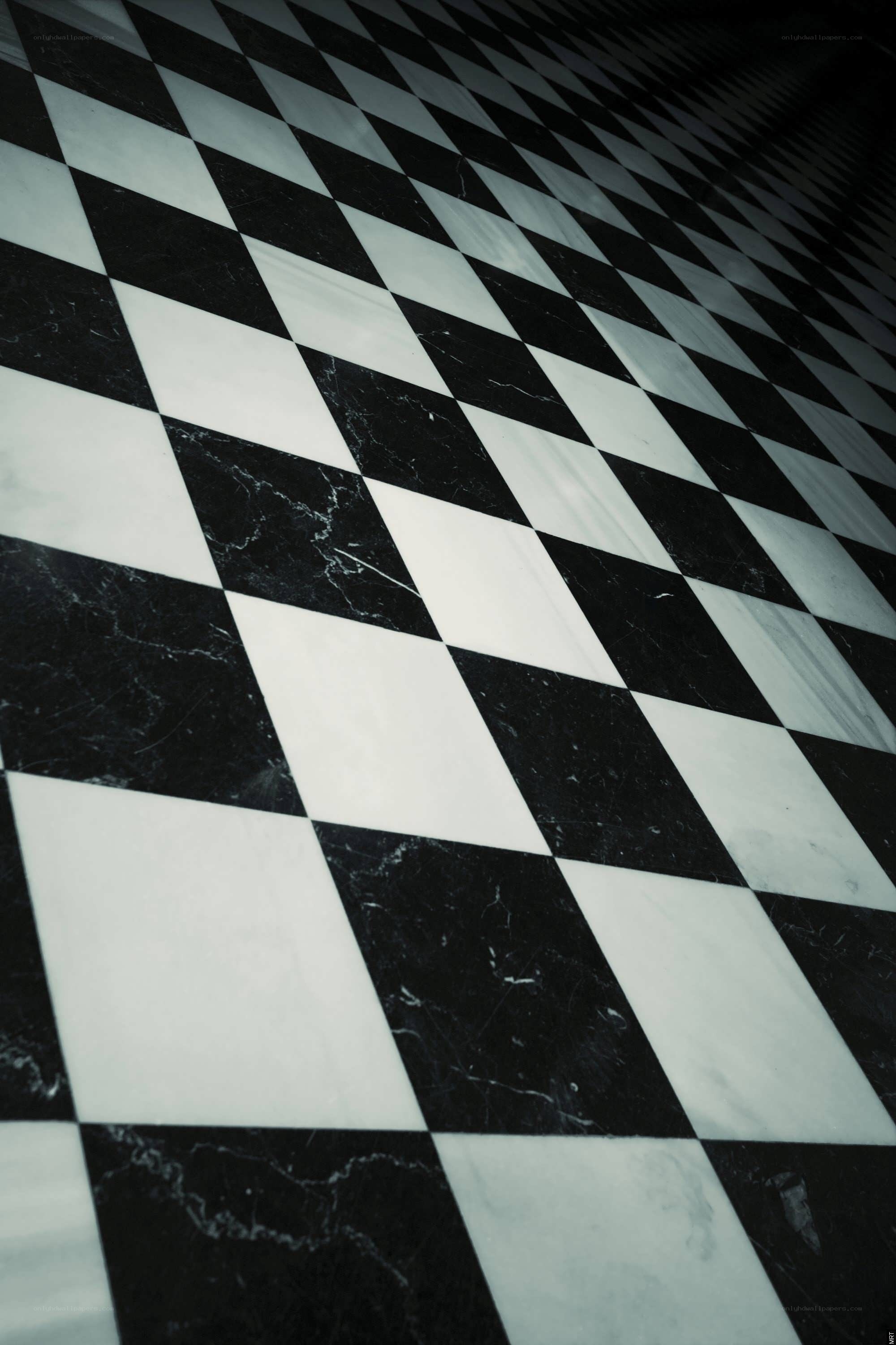 black and white marble floor