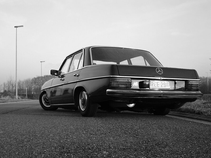 black and white mercedes-benz
