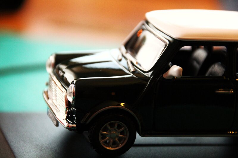 black and white mini cooper model