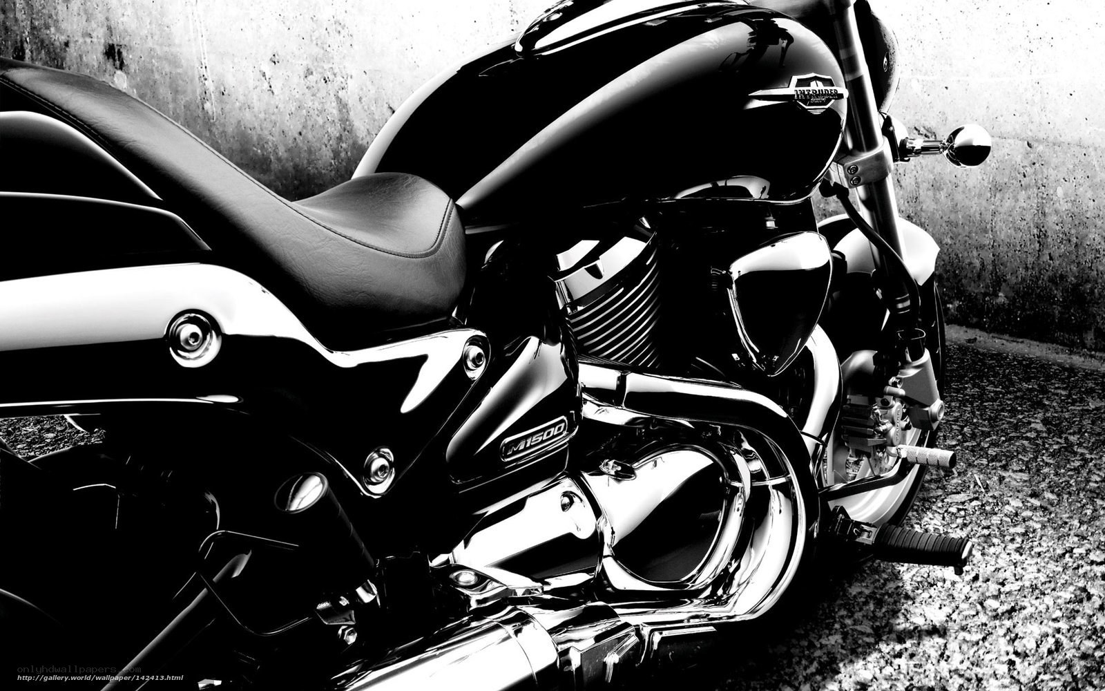 Black and white motorcycle close-up