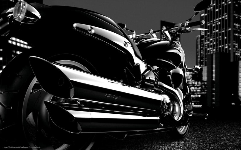 Black and white motorcycle in city