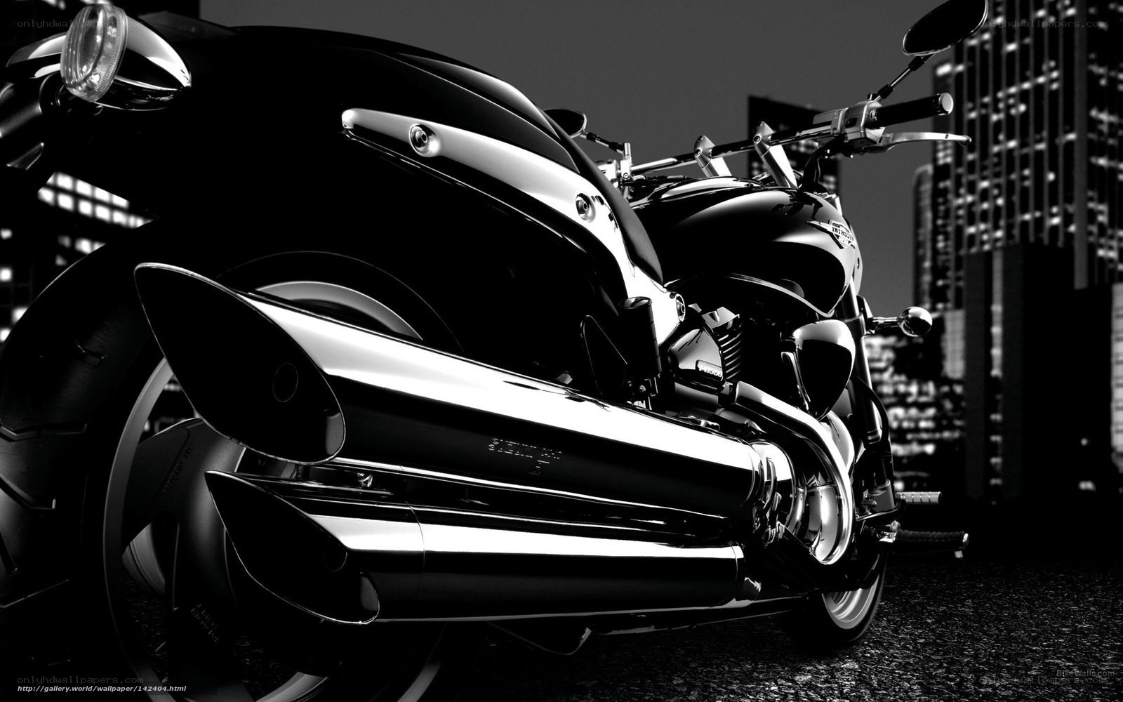 Black and white motorcycle in city