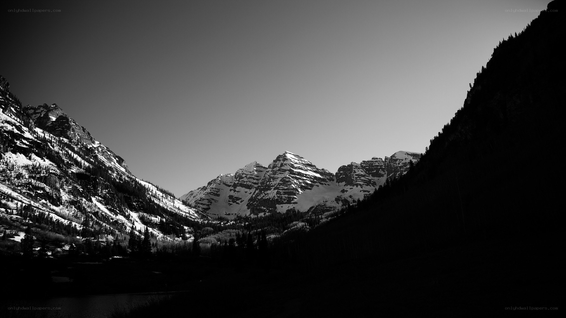 Black and white mountain landscape