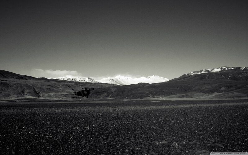 Black and white mountain landscape