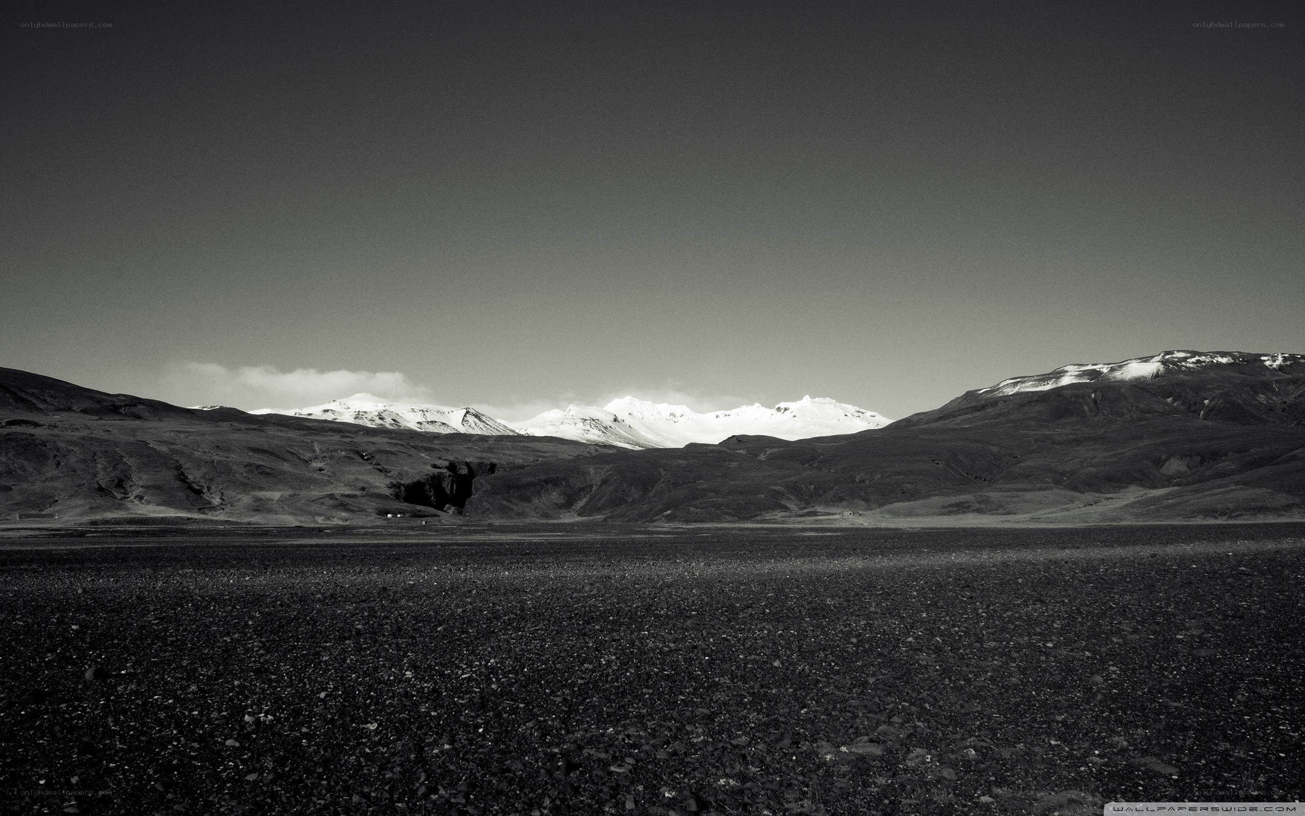 Black and white mountain landscape