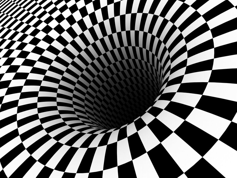 black and white optical illusion tunnel