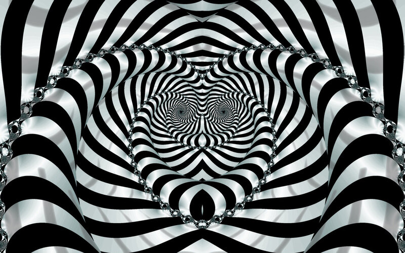 Black and white optical illusion tunnel