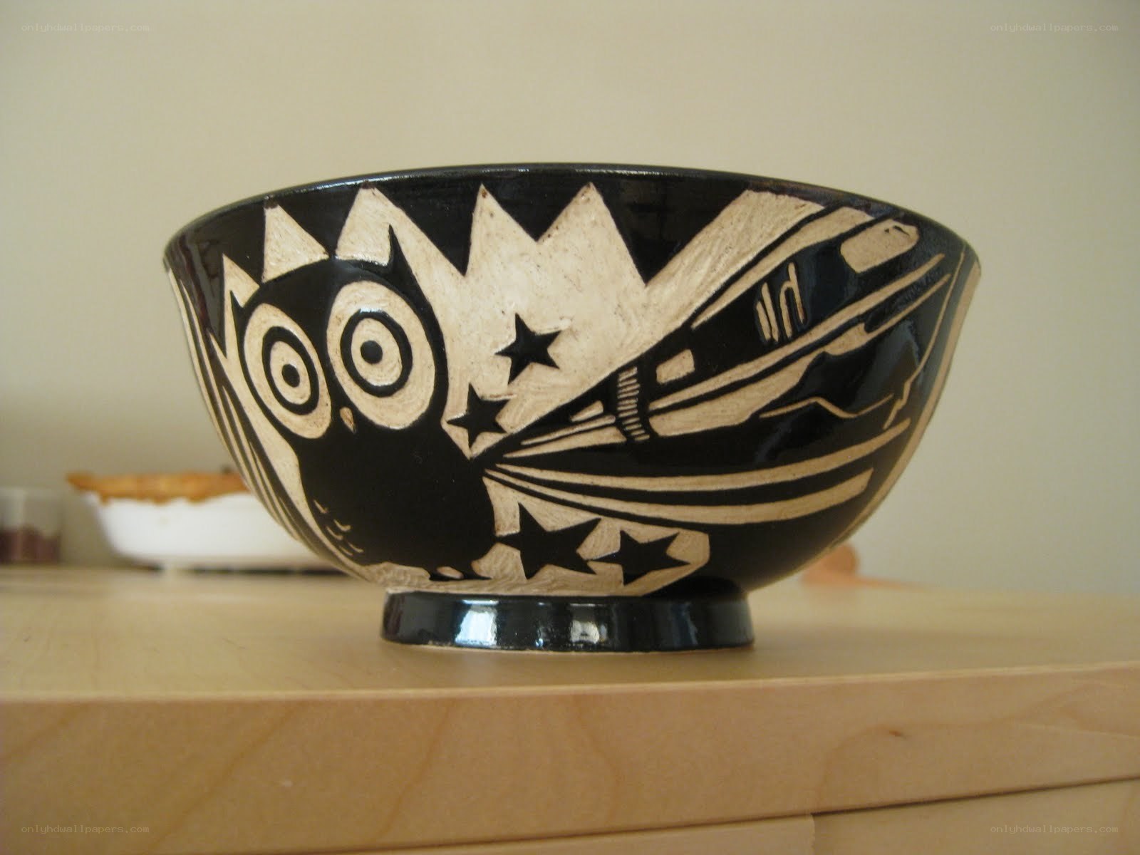 black and white owl bowl