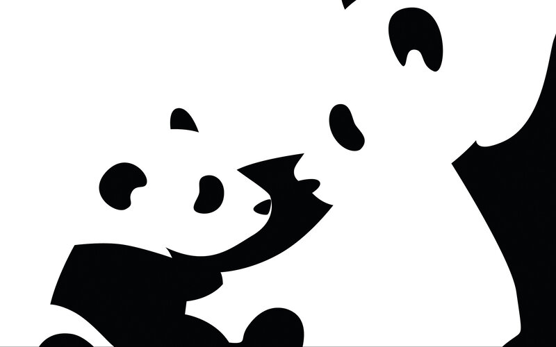 black and white panda illustration
