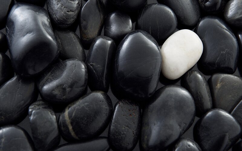 black and white pebbles