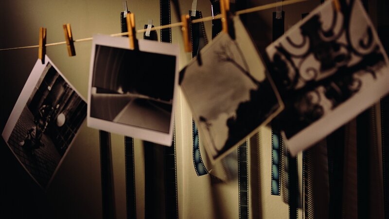 Black and White Photos on Clothesline