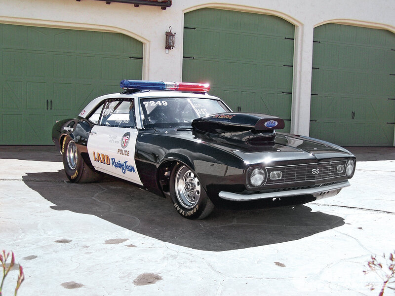 Black and White Police Car — Dramatic
