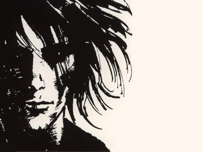black and white portrait illustration