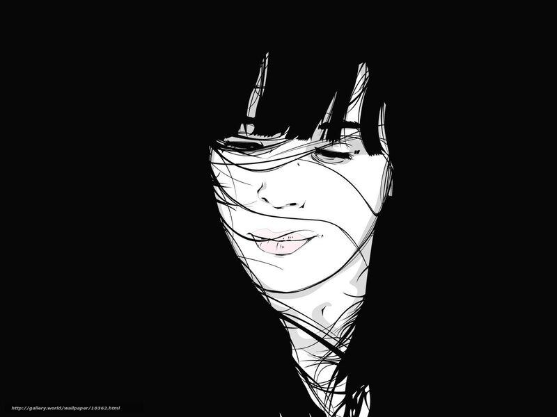 black and white portrait illustration