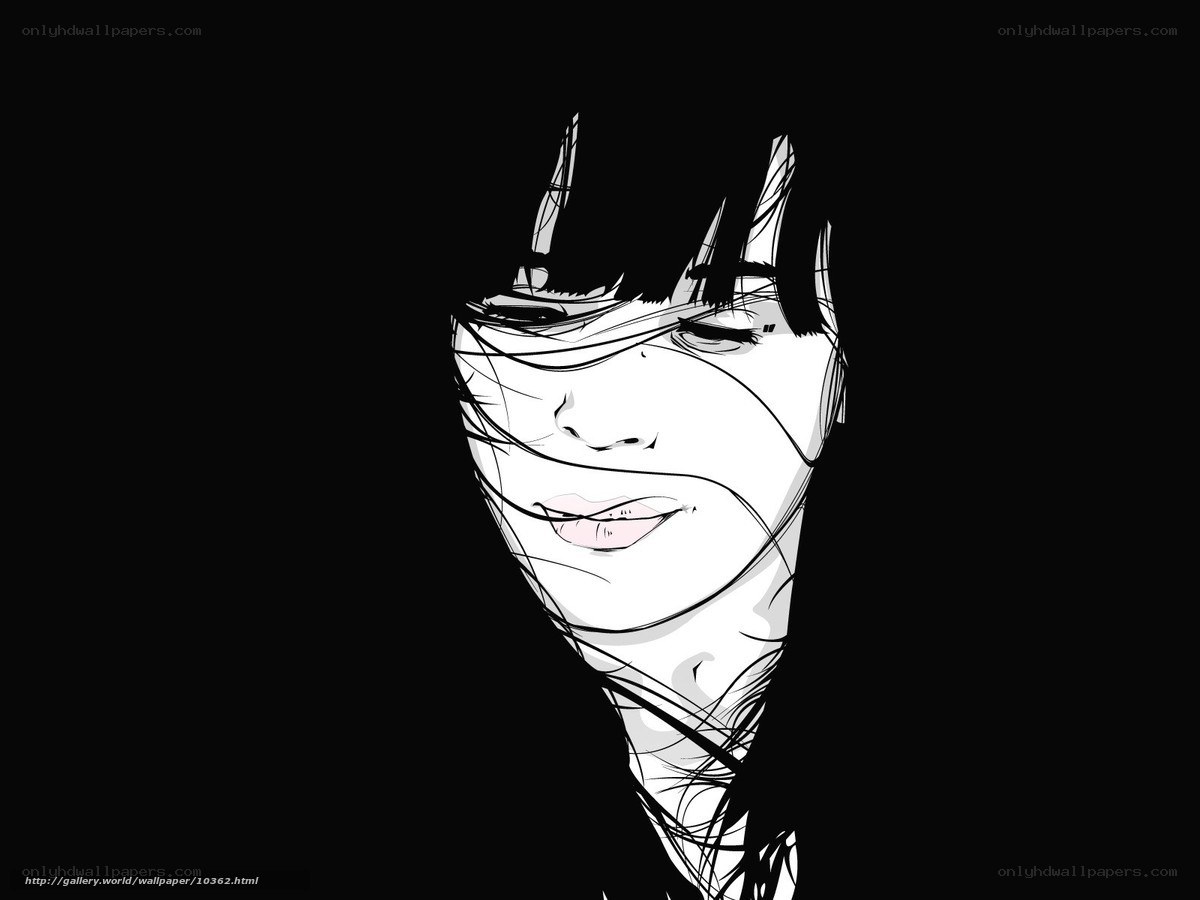 black and white portrait illustration