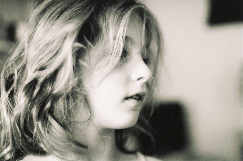 black and white portrait of a girl