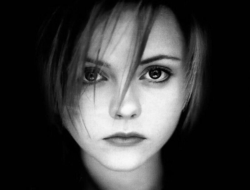 black and white portrait of a woman