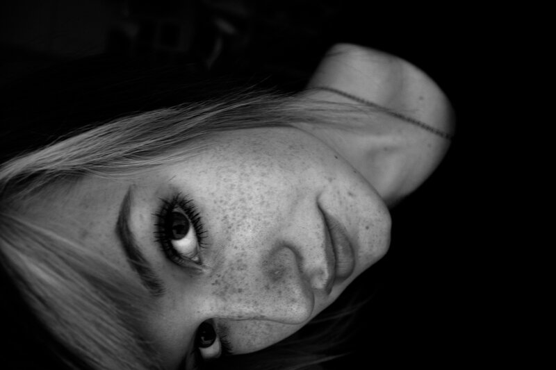 black and white portrait of a woman