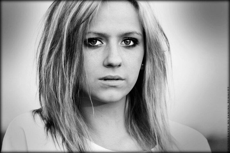 black and white portrait of a woman
