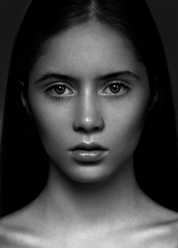 black and white portrait of a woman